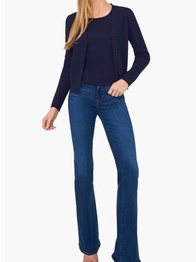 NWT Ted Baker London Navy Fine Ribbed V-Neck Cardigan Sweater Medium